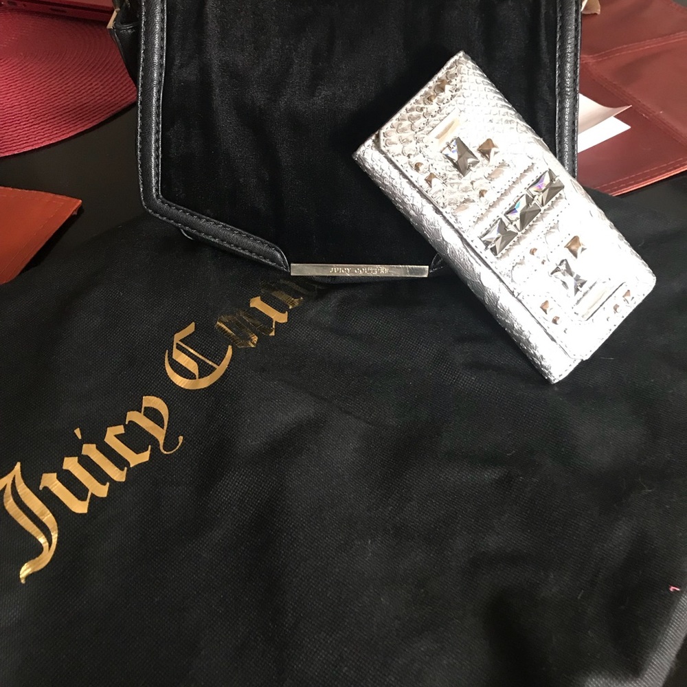 Black leather, suede, rhinestone Juicy Couture set